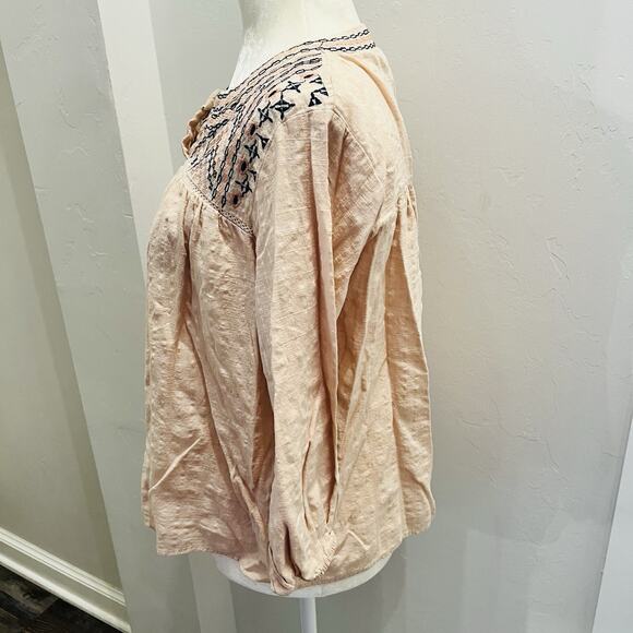 Knox Rose Women’s Small Embroidered Peasant Top Peach (A0127) - Picture 3 of 6